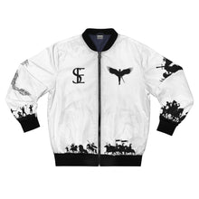 Load image into Gallery viewer, Sllik Evol LFG Battle Scene Bomber Jacket White